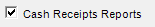 32. Cash Receipts Reports checkbox