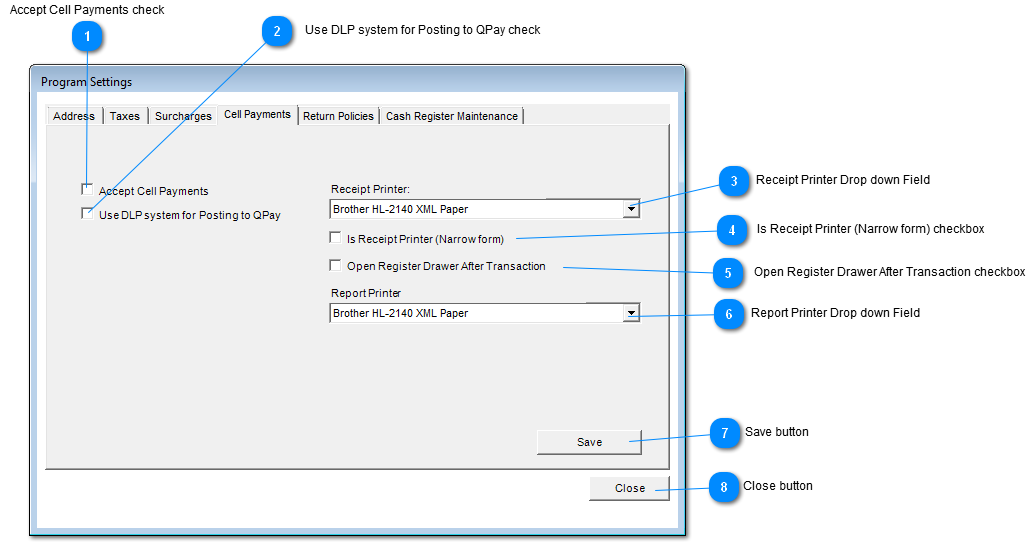 Cell Payments Tab
