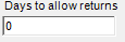 5. Days to allow returns Field