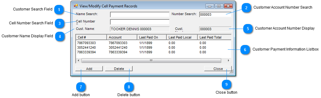 Cell Payment Info