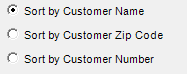 3. Sort by Customer Radio button Options