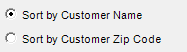 2. Sort by Customer Radio button Options