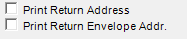 3. Print Return Envelope Addr. checkboxes