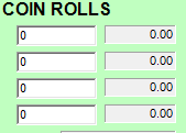 6. Coin Roll Count entry Field